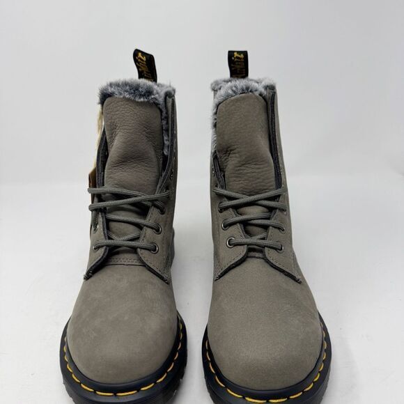 DR. MARTEN’S | NEW Serena Green Fur Lined Combat Boots Women’s Size 7 Men’s 5.5 - Picture 3 of 12